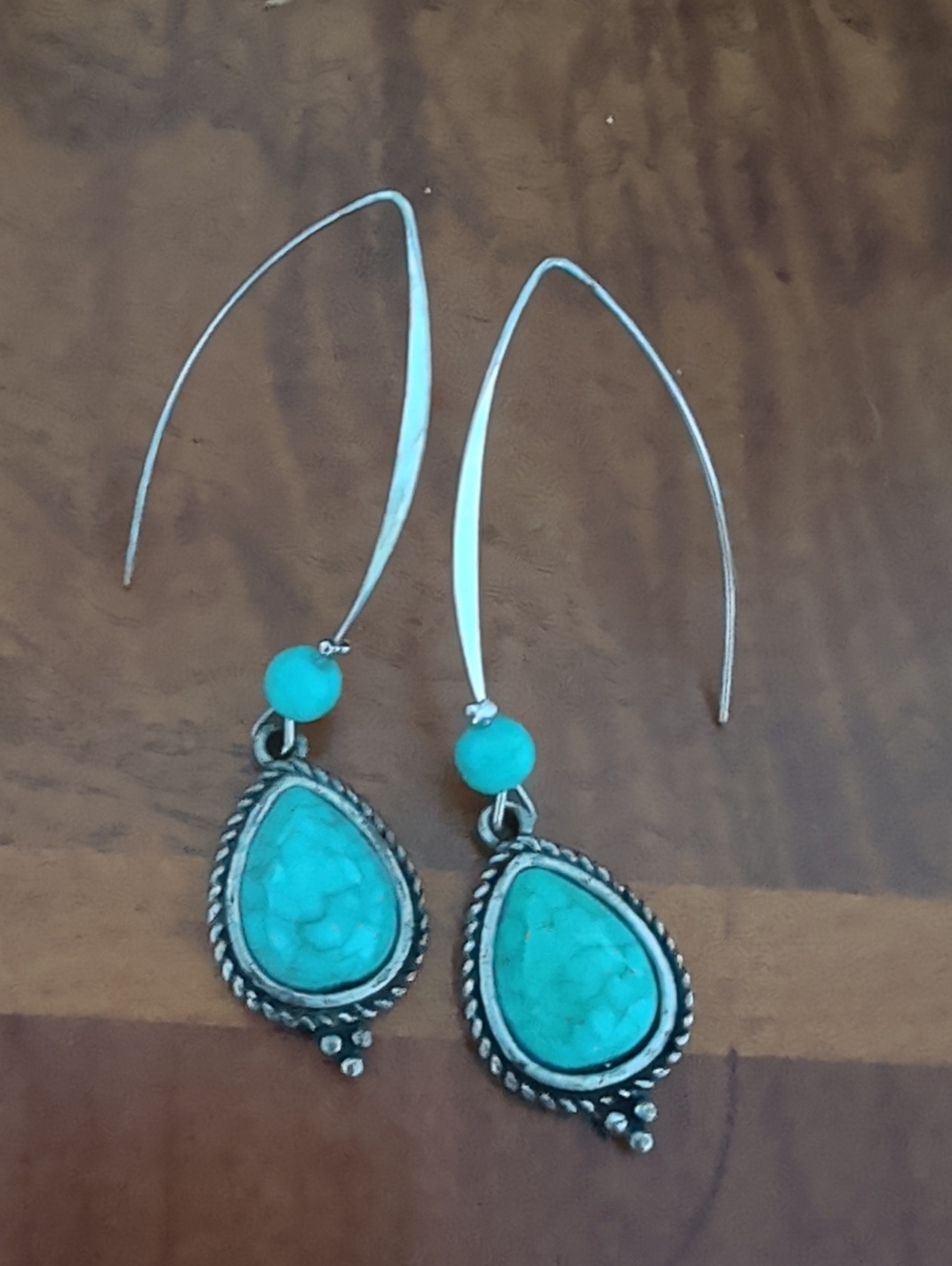 Source Unknown Turquoise Teardrop Dangle Earrings